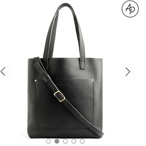 Portland Leather Goods Black Leather Crossbody Tote Bag Large Classic